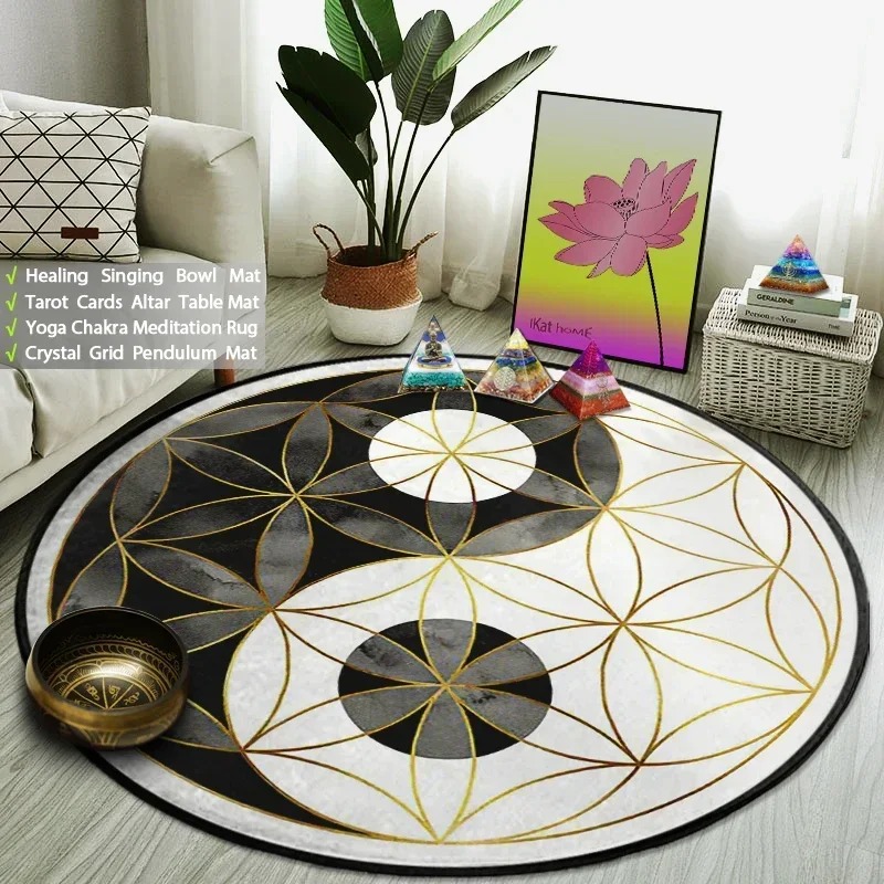 Yin Yang Taiji Round Rug Flowe - Acupressure Mat Set ulasan dan harga