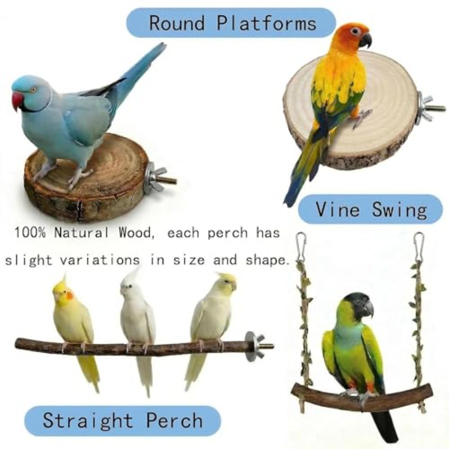 8PCS natural wood bird perches - Health & Wellness Fair 2025 ulasan dan harga