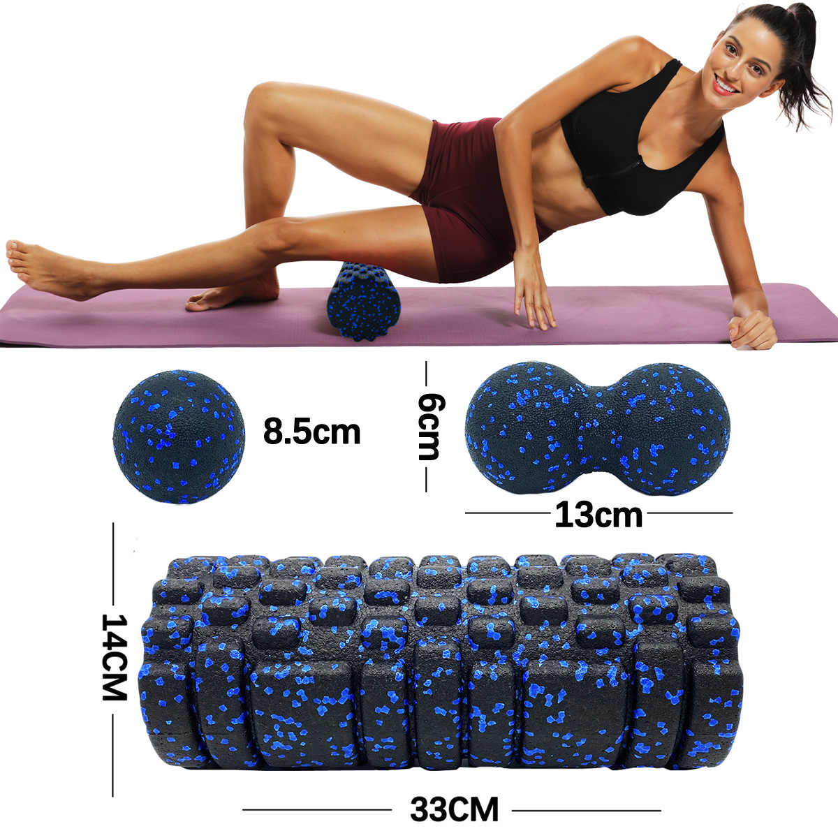3Pcs Yoga Roller Massage Peanu - Foam Roller Trigger Point ulasan dan harga