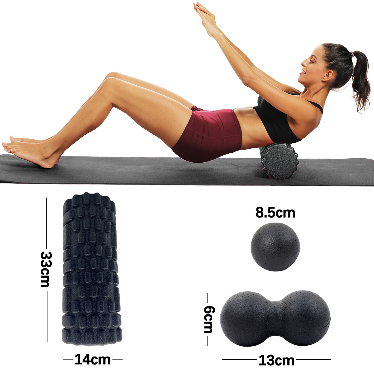 3Pcs Yoga Roller Massage Peanu - Foam Roller Trigger Point ulasan dan harga